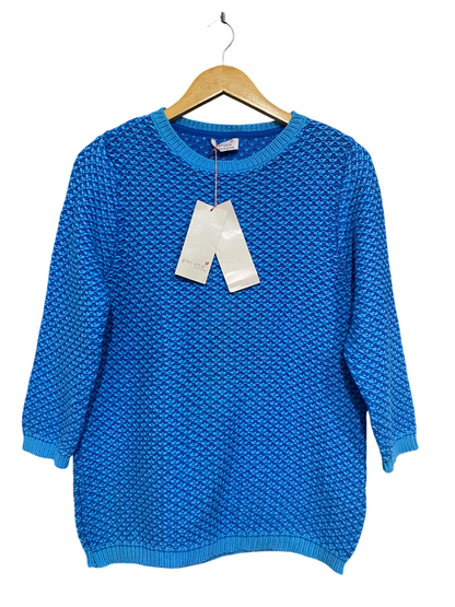 PERUNA |M| BUST 18| A65| BLUE TEXTURED LONG-SLEEVE  SWEATER