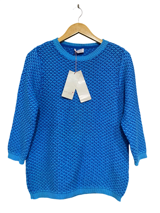 PERUNA |M| BUST 18| A65| BLUE TEXTURED LONG-SLEEVE  SWEATER