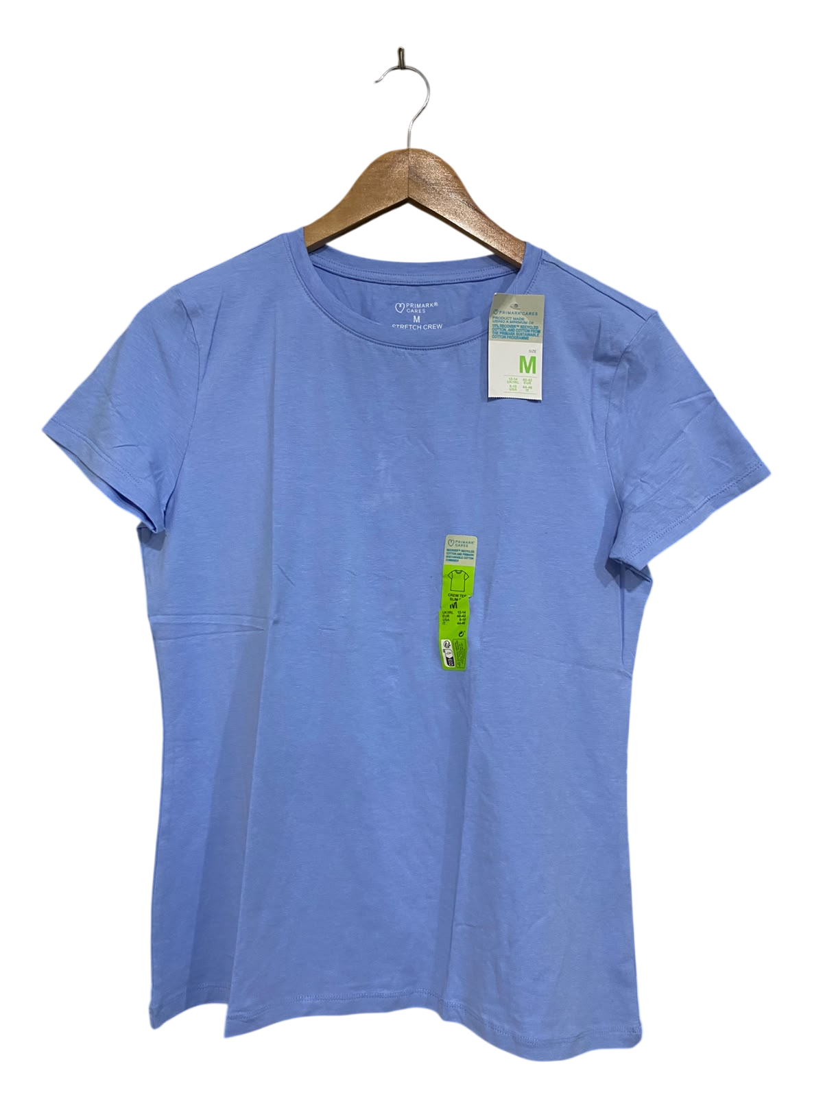 PRIMARK CARES |M| BUST 18| A65| PERIWINKLE BLUE STRETCH CREWNECK SHORT-SLEEVE T-SHIRT