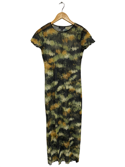 NEW LOOK |S| BUST 15| A65| CAMOUFLAGE MESH SHORT-SLEEVE  MIDI DRESS