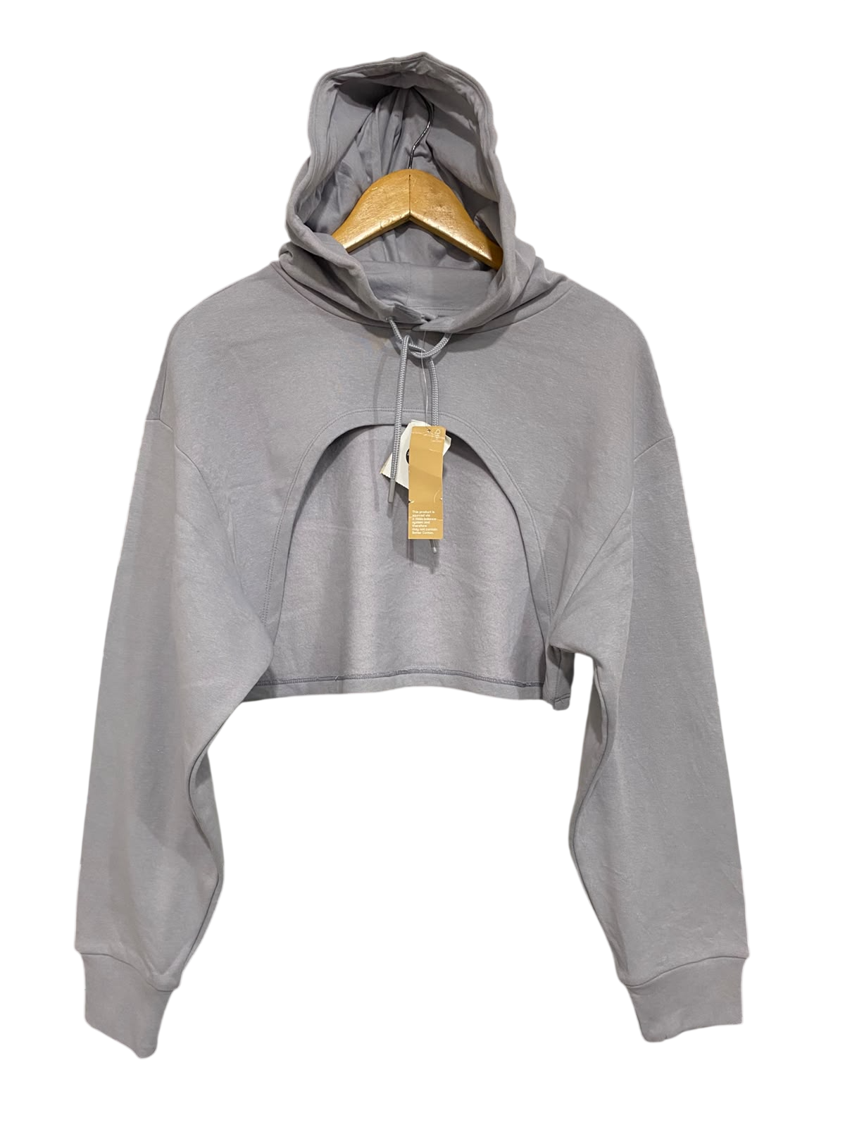 ANKO |M| BUST 21| A66| GREY ARCHITECTURAL CUTOUT HOODED LONG-SLEEVE TECHNICAL UTILITY CROP HOODIE