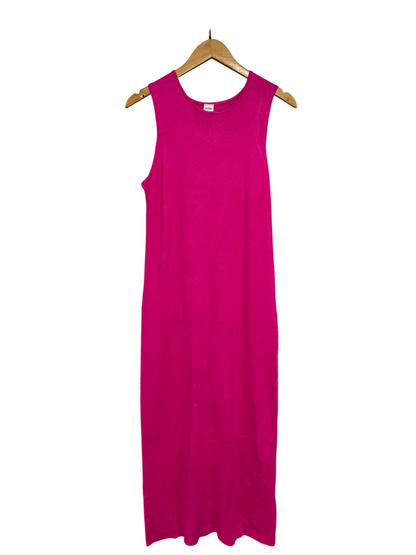 ANKO |M| BUST 16| A66| MAGENTA SLEEVELESS RIBBED KNIT TECHNICAL UTILITY MIDI DRESS