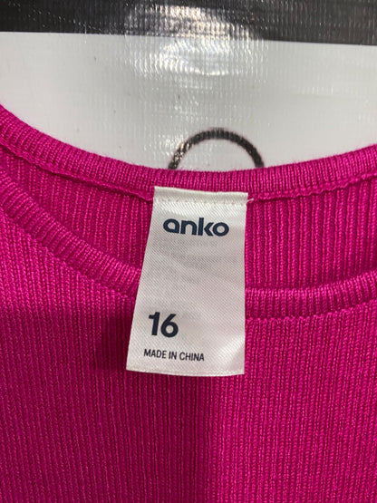 ANKO |M| BUST 16| A66| MAGENTA SLEEVELESS RIBBED KNIT TECHNICAL UTILITY MIDI DRESS