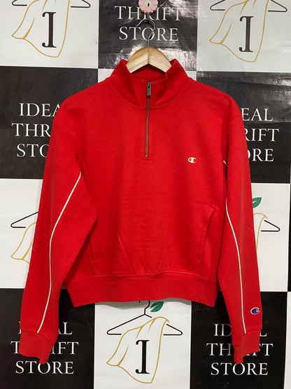 CHAMPION |M| BUST 23| A66| RED QUARTER-ZIP LONG-SLEEVE TECHNICAL UTILITY SWEATSHIRT