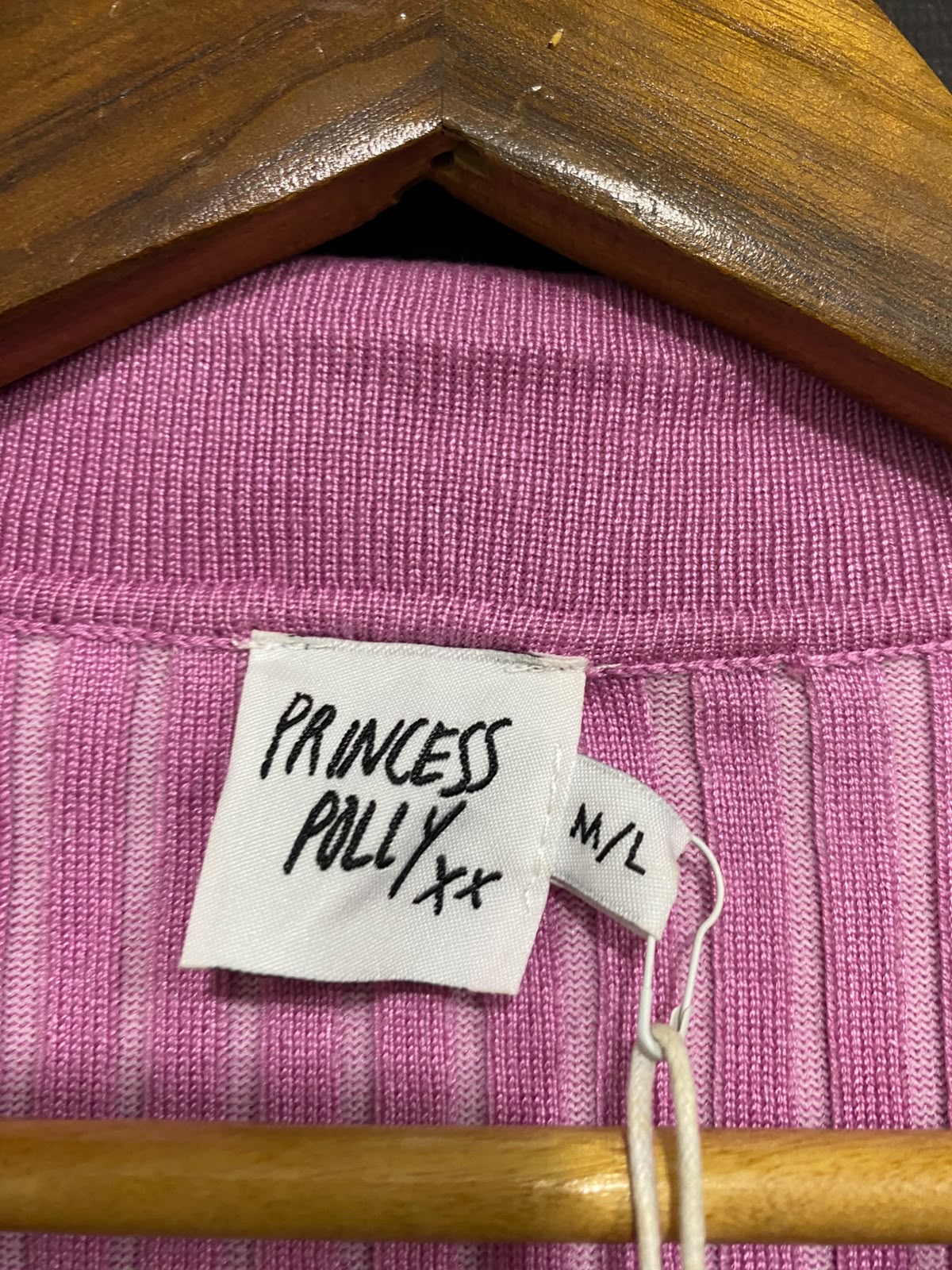 PRINCESS POLLY |M/L| BUST 13| A66| PINK RIBBED KNIT BUTTON-UP SHORT-SLEEVE TECHNICAL UTILITY MIDI DRESS