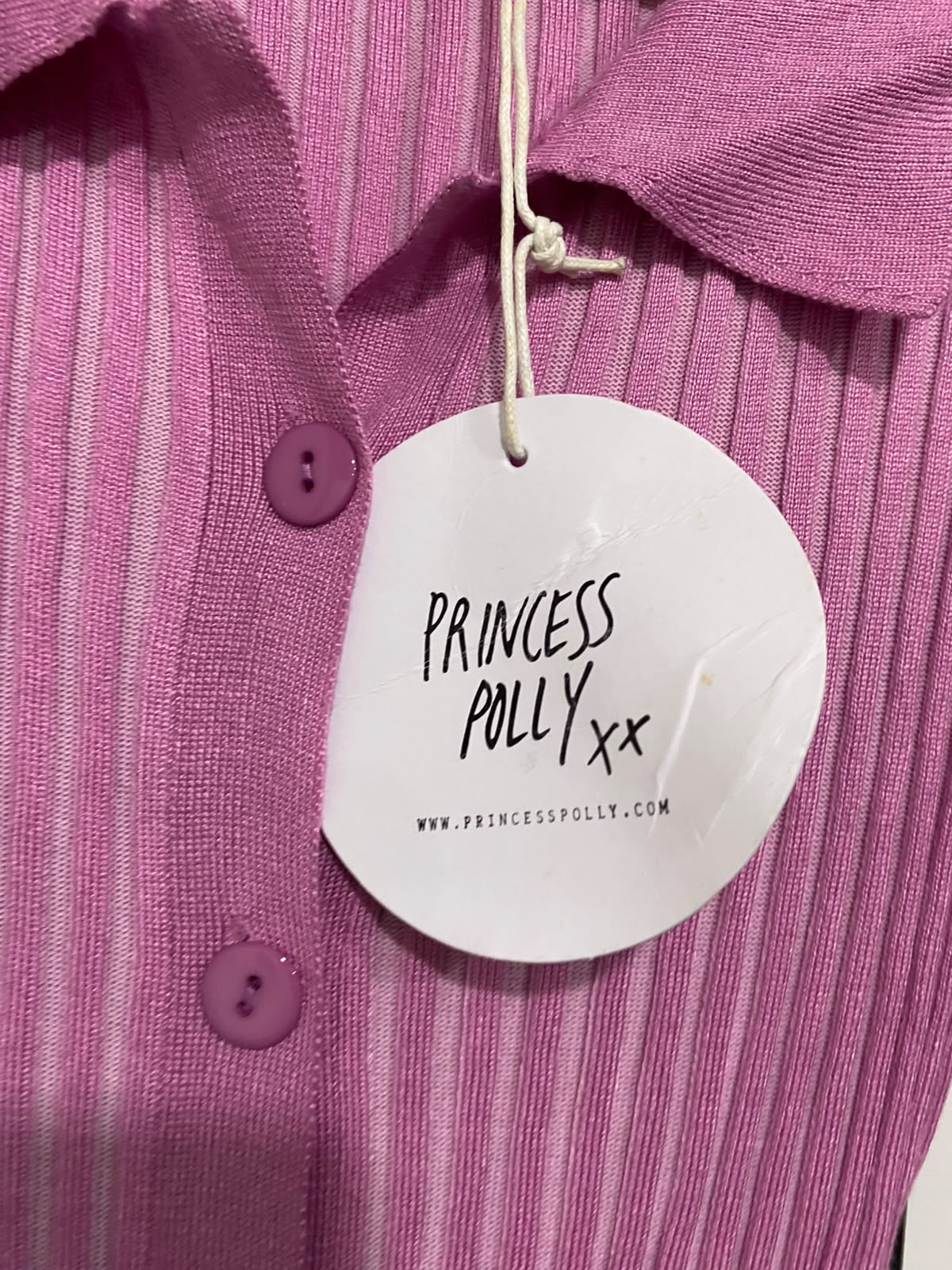 PRINCESS POLLY |M/L| BUST 13| A66| PINK RIBBED KNIT BUTTON-UP SHORT-SLEEVE TECHNICAL UTILITY MIDI DRESS