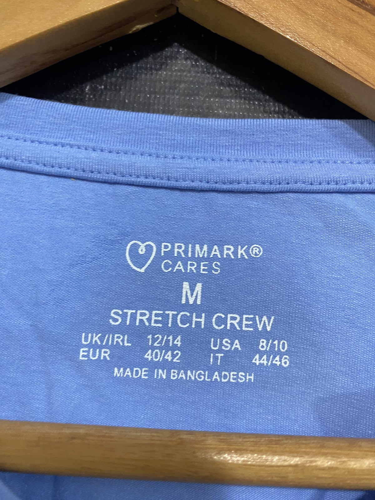 PRIMARK CARES |M| BUST 18| A65| PERIWINKLE BLUE STRETCH CREWNECK SHORT-SLEEVE T-SHIRT