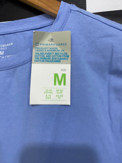 PRIMARK CARES |M| BUST 18| A65| PERIWINKLE BLUE STRETCH CREWNECK SHORT-SLEEVE T-SHIRT