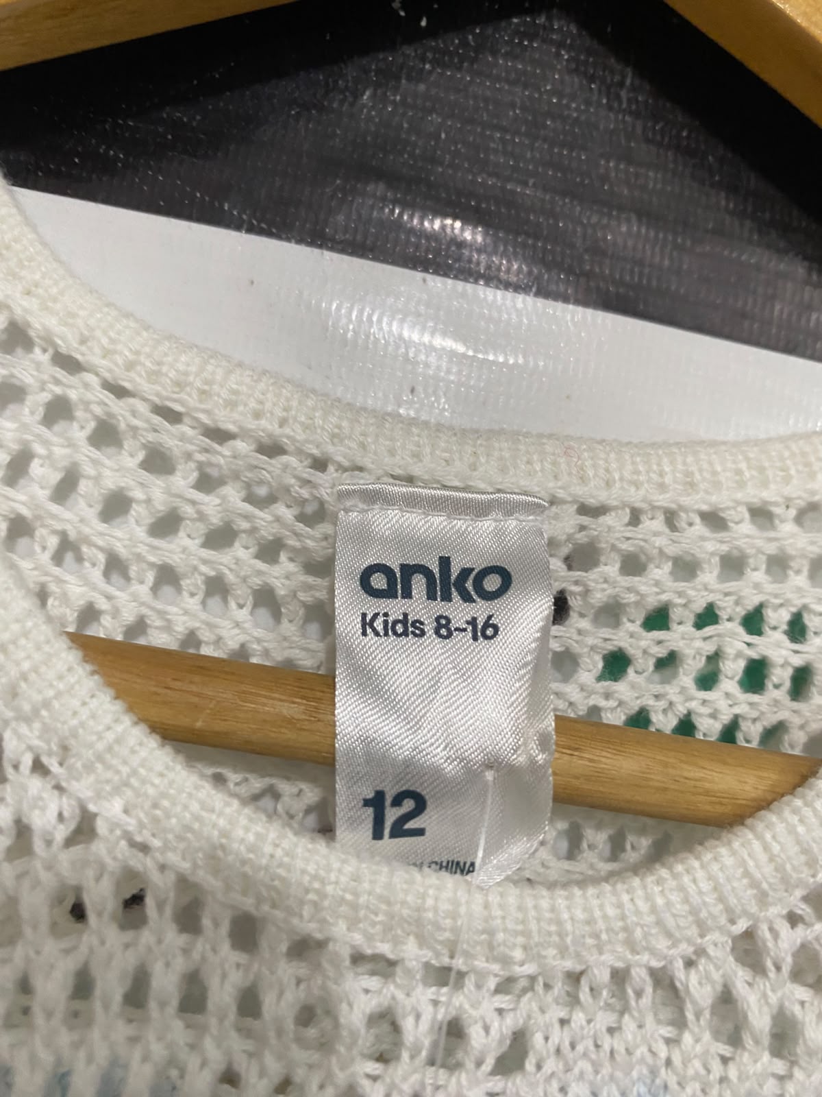 ANKO |XS| BUST 12| A65| WHITE AND BLUE FLORAL CROCHET SLEEVELESS  MIDI DRESS