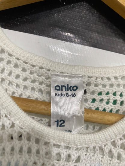 ANKO |XS| BUST 12| A65| WHITE AND BLUE FLORAL CROCHET SLEEVELESS  MIDI DRESS
