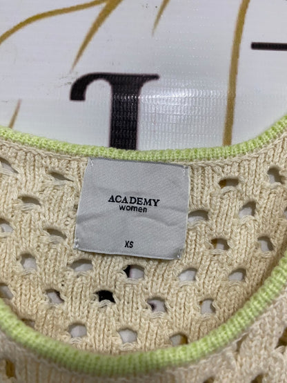 ACADEMY |XS| BUST 15| A65| CREAM AND LIME OPEN-KNIT SLEEVELESS  TANK TOP