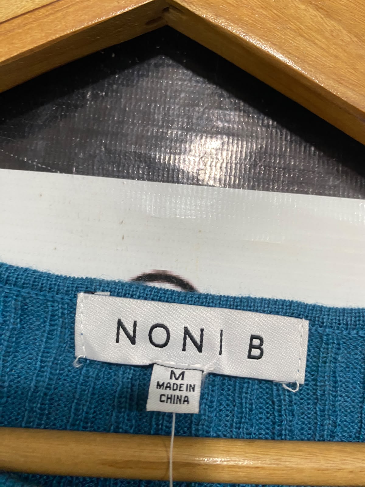 NONIB |M| BUST 19| A65| TEAL BLUE RIBBED KNIT LONG-SLEEVE  SWEATER