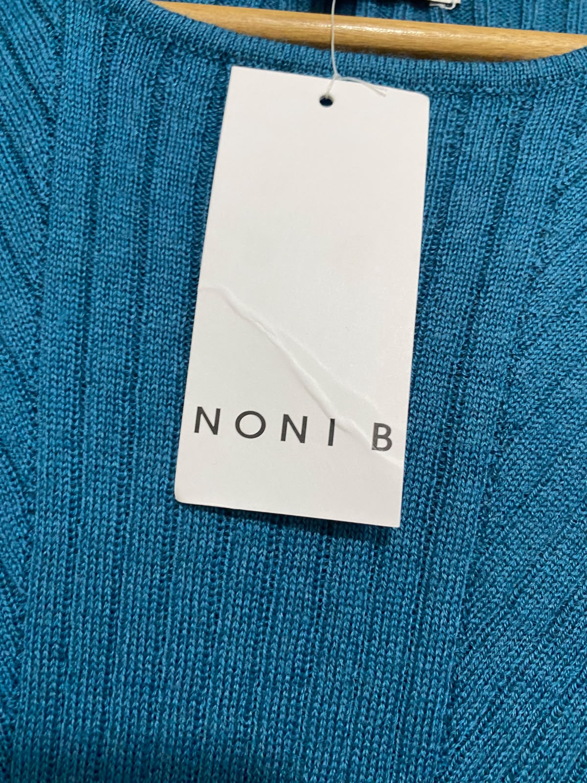 NONIB |M| BUST 19| A65| TEAL BLUE RIBBED KNIT LONG-SLEEVE  SWEATER