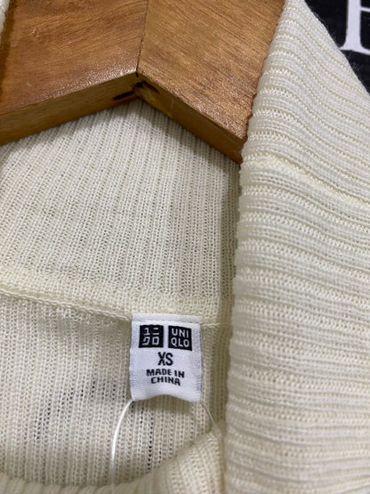 UNIQLO |XS| BUST 13| A65| OFF-WHITE RIBBED TURTLENECK LONG-SLEEVE  SWEATER