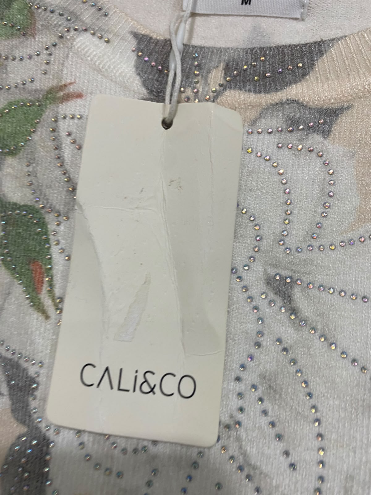 CALI & CO |M| BUST 21| A65| BLUSH FLORAL-PRINT LONG-SLEEVE  SWEATER