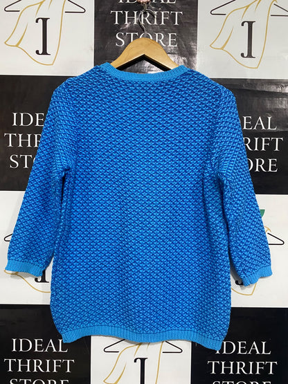 PERUNA |M| BUST 18| A65| BLUE TEXTURED LONG-SLEEVE  SWEATER