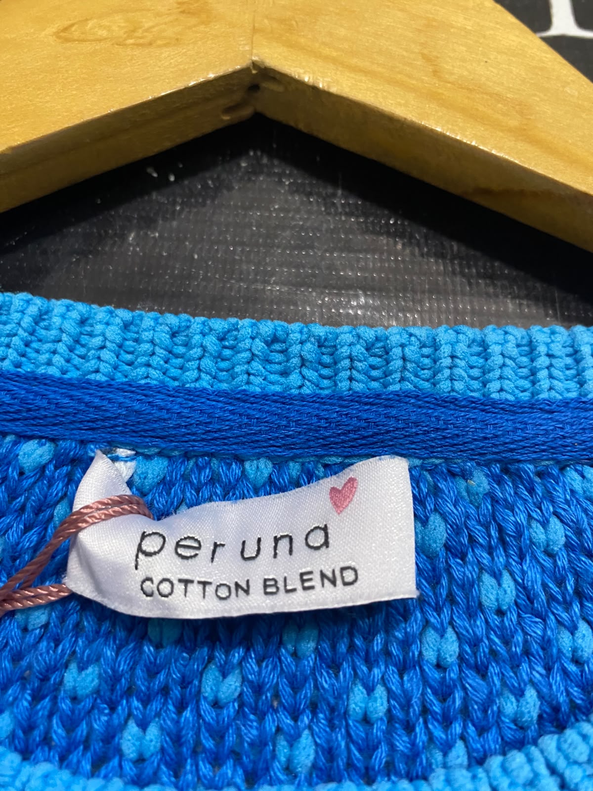 PERUNA |M| BUST 18| A65| BLUE TEXTURED LONG-SLEEVE  SWEATER