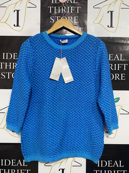 PERUNA |M| BUST 18| A65| BLUE TEXTURED LONG-SLEEVE  SWEATER