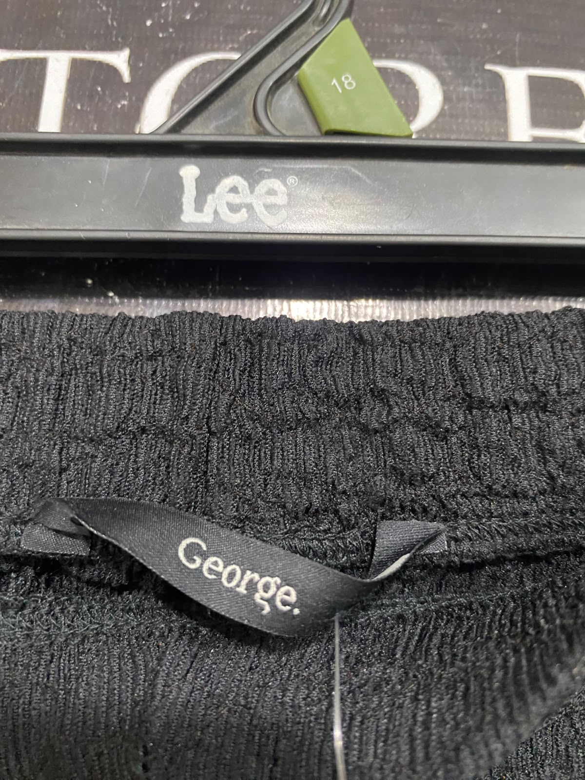 GEORGE |L| WAIST 30| A65| BLACK CRINKLED TIE-WAIST WIDE-LEG  PANTS