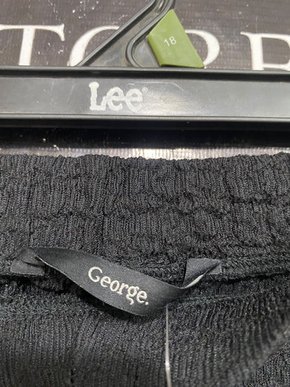 GEORGE |L| WAIST 30| A65| BLACK CRINKLED TIE-WAIST WIDE-LEG  PANTS
