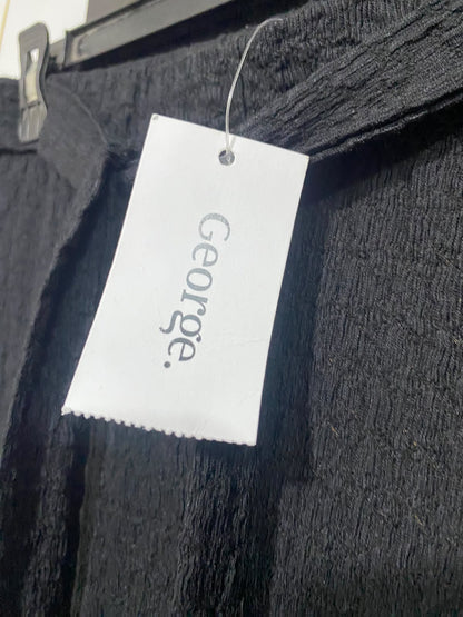 GEORGE |L| WAIST 30| A65| BLACK CRINKLED TIE-WAIST WIDE-LEG  PANTS