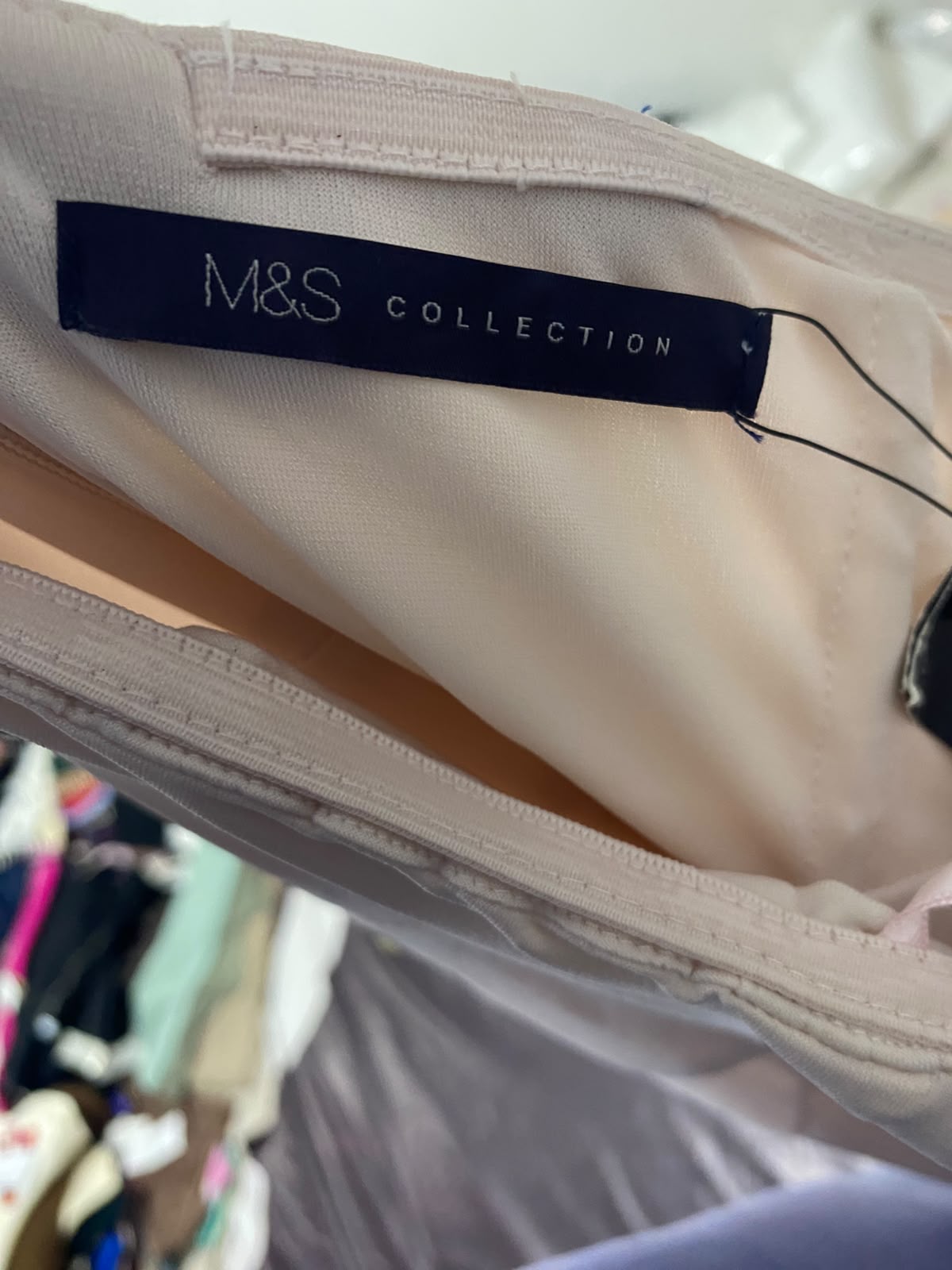 M&S |S| BUST 15| A65| PINK STRAPLESS DRAPED  MAXI DRESS