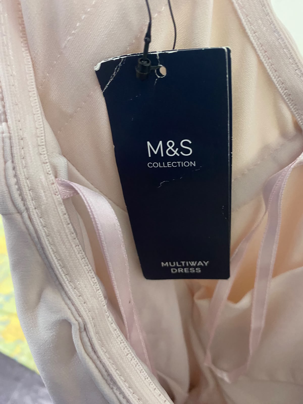 M&S |S| BUST 15| A65| PINK STRAPLESS DRAPED  MAXI DRESS