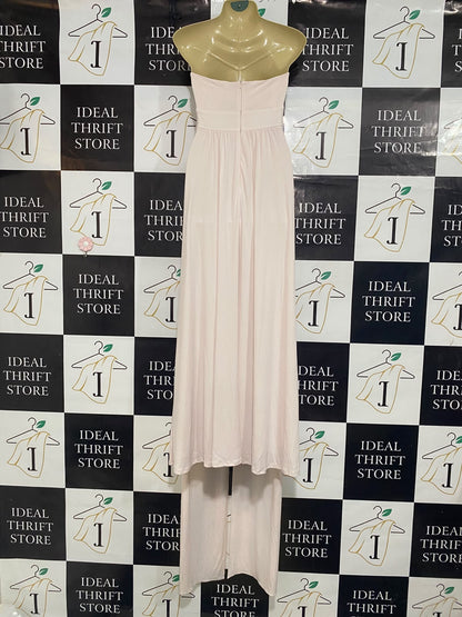 M&S |S| BUST 15| A65| PINK STRAPLESS DRAPED  MAXI DRESS