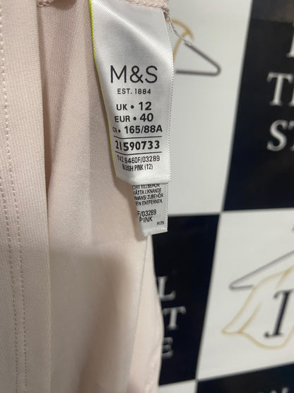 M&S |S| BUST 15| A65| PINK STRAPLESS DRAPED  MAXI DRESS