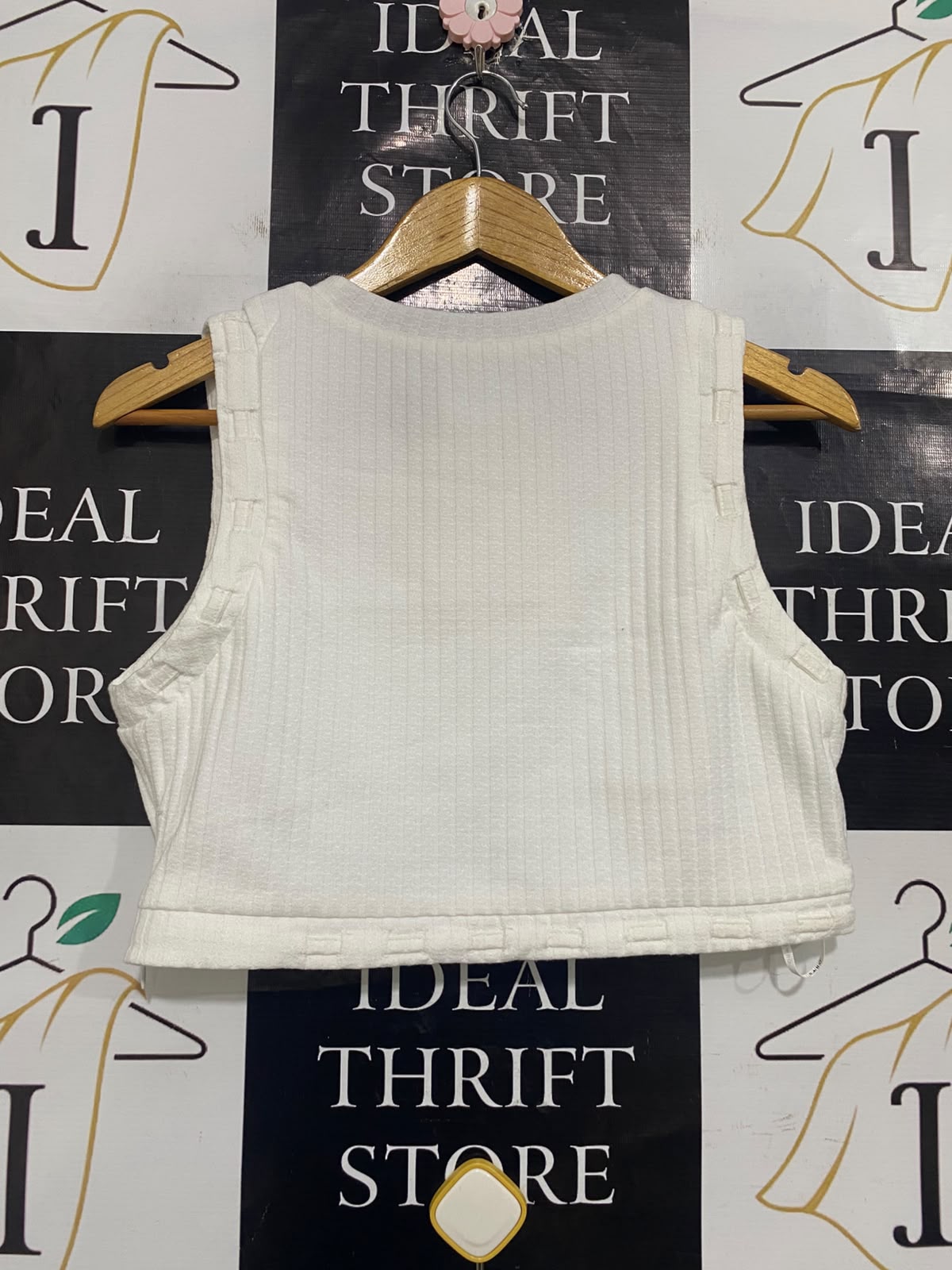 SABO |M| BUST 17| A65| WHITE RIBBED CROP TOP TANK