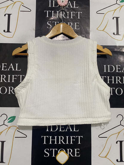 SABO |M| BUST 17| A65| WHITE RIBBED CROP TOP TANK
