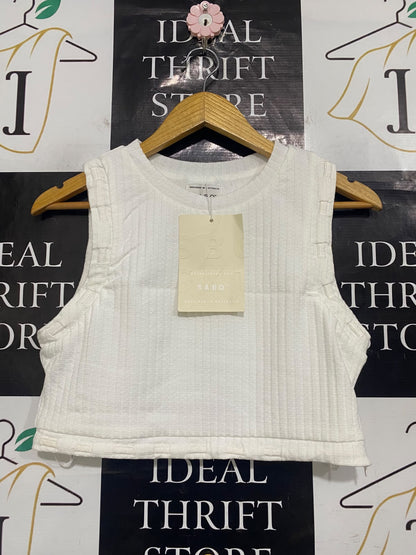 SABO |M| BUST 17| A65| WHITE RIBBED CROP TOP TANK
