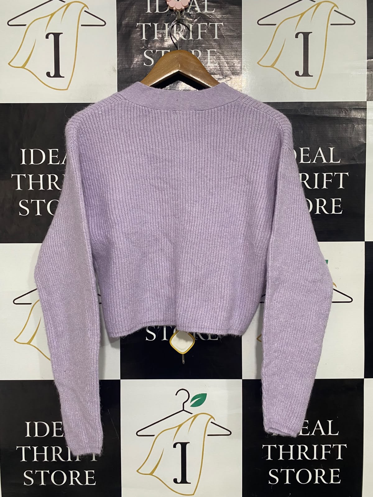 LILY LOVES |M| BUST 18| A65| LAVENDER CROPPED RIBBED CARDIGAN KNIT