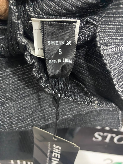 SHEIN X |S| BUST 15| A65| BLACK RIBBED ZIP-NECK MIDI DRESS