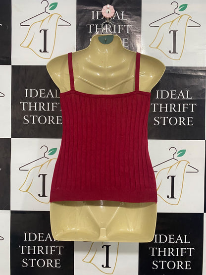 |S| BUST 15| A65| RED RIBBED CHAIN-STRAP  TANK TOP