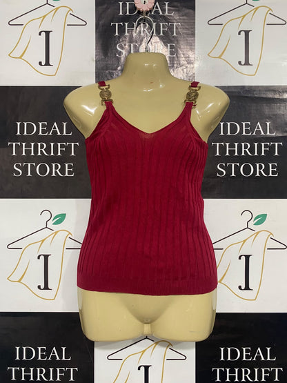 |S| BUST 15| A65| RED RIBBED CHAIN-STRAP  TANK TOP
