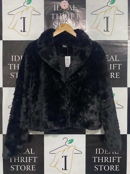 DOTTI |S| BUST 19| A65| BLACK FAUX-FUR  JACKET