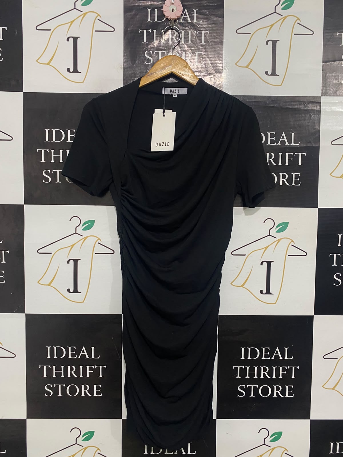 DAZIE |M| BUST 16| A65| BLACK RUCHED  MIDI DRESS