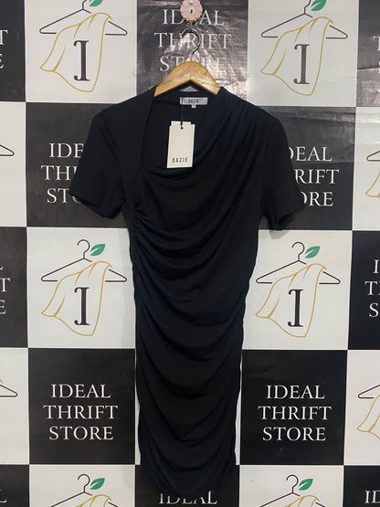 DAZIE |M| BUST 16| A65| BLACK RUCHED  MIDI DRESS