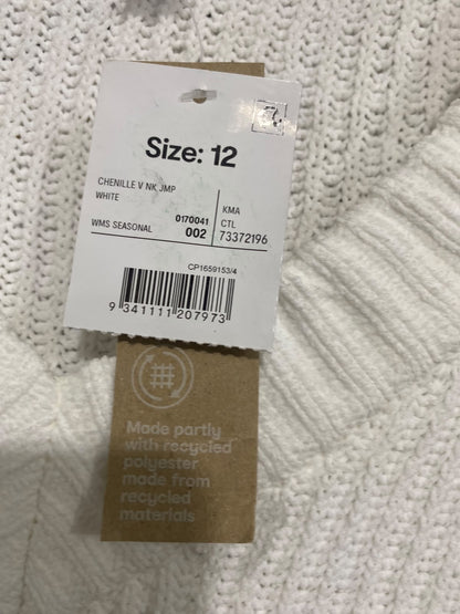 ANKO |M| BUST 28| A65| WHITE V-NECK RIBBED  SWEATER