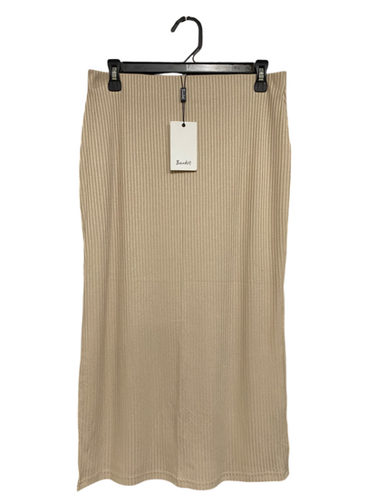 DARDOT |L| WAIST 30| A66| BEIGE RIBBED MIDI SKIRT