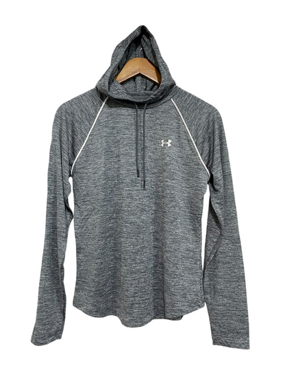 UNDER ARMOUR |M| BUST 18| A66| GREY MARLED PERFORMANCE HOODED  LONG-SLEEVE TOP