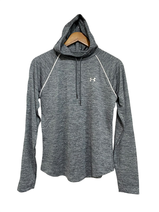UNDER ARMOUR |M| BUST 18| A66| GREY MARLED PERFORMANCE HOODED  LONG-SLEEVE TOP