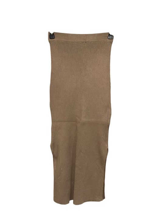PERFECT STRANGER |XS| WAIST 24| A66| KHAKI RIBBED  MIDI SKIRT