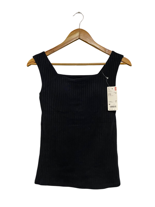 UNIQLO |M| BUST 14| A66| BLACK SQUARE NECK RIBBED  TANK TOP