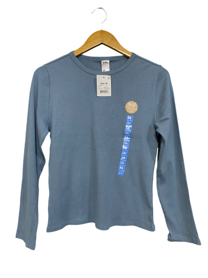 ANKO |M| BUST 17| A66| DUSTY BLUE CREWNECK RIBBED LONG-SLEEVE TOP