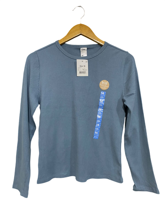 ANKO |M| BUST 17| A66| DUSTY BLUE CREWNECK RIBBED LONG-SLEEVE TOP
