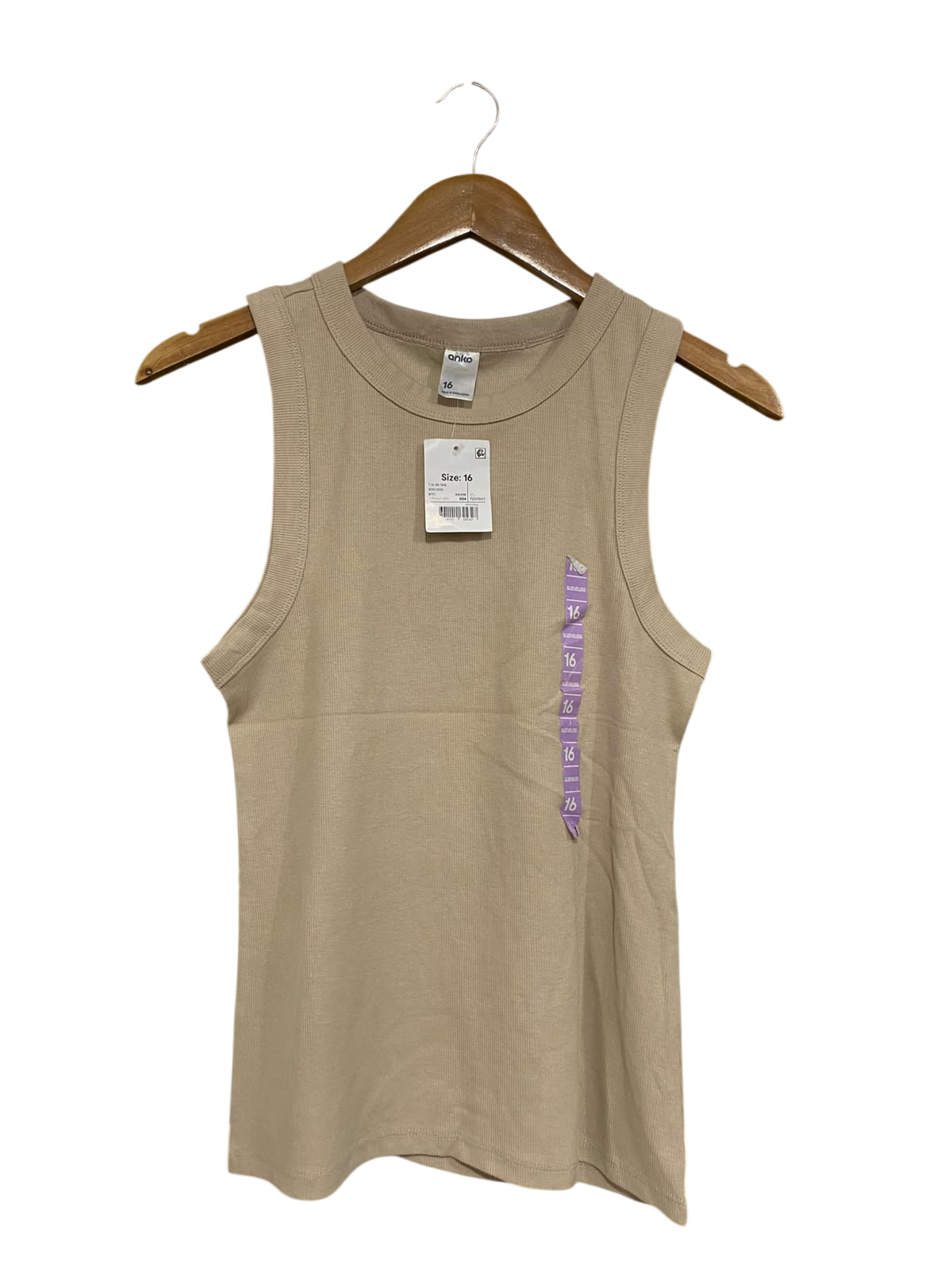 ANKO |S| BUST 15| A66| BEIGE RIBBED TANK TOP
