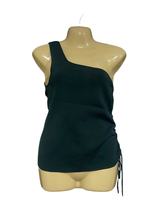 TOKITO |S| BUST 15| A66| DARK GREEN ONE-SHOULDER SIDE-CINCHED  TANK TOP
