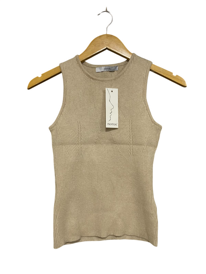 NONAC |S| BUST 12|A66| BEIGE RIBBED ARCHITECTURAL TANK TOP